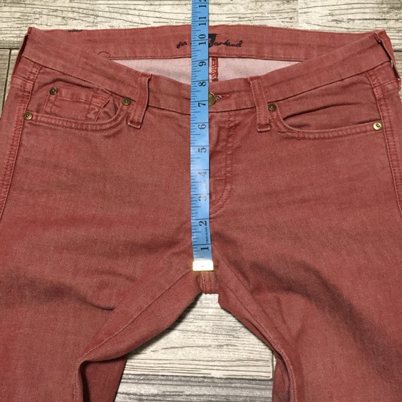 7 For All Mankind Carol Emilio Pucci Jeans Women 27 Red (Inseam 33) Straight K3 - Picture 3 of 13